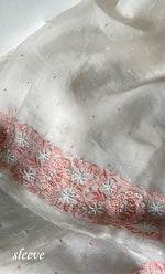 Load image into Gallery viewer, Women's Lakhnavi Handcrafted Pure Organza Chikankari Unstitched Kurta And Dupatta Set- HONC0321297