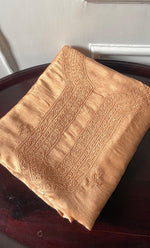 将图像加载到图库查看器中, Lucknowi Handcrafted Raw Silk Chikankari Unstitched Men's Kurta Fabric - HONC0288529