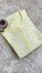 Load image into Gallery viewer, Women's Lucknowi Handcrafted Cotton Chikankari Kurti- HONC0164283