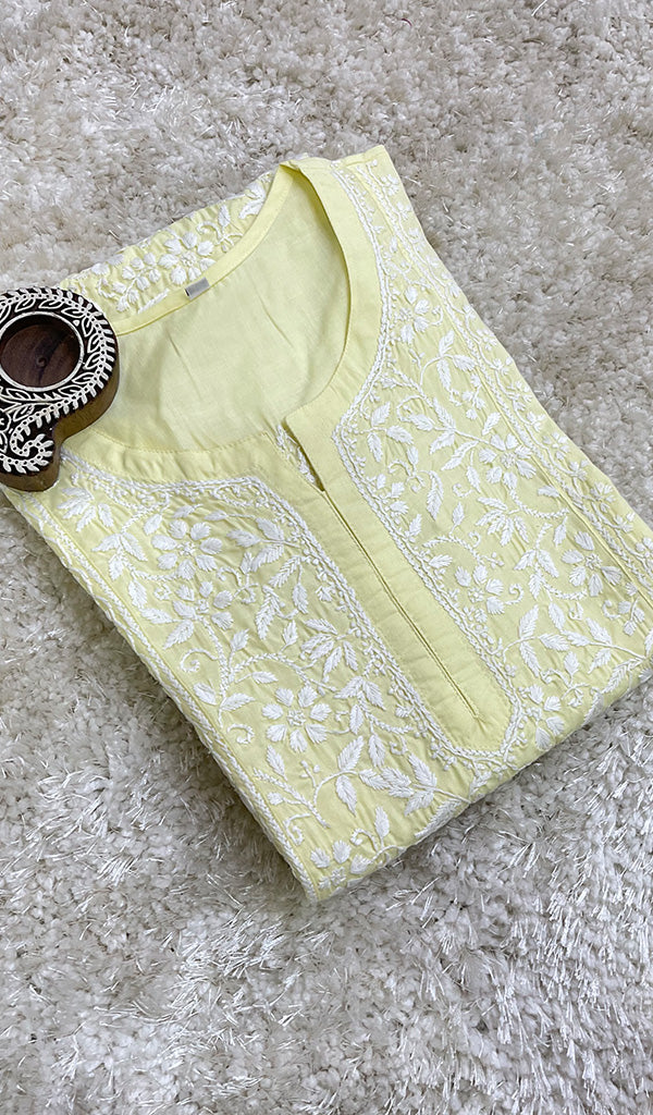 Women's Lucknowi Handcrafted Cotton Chikankari Kurti- HONC0164283