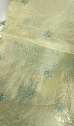 Load image into Gallery viewer, Women's Lakhnavi Handcrafted Pure Organza Chikankari Unstitched Kurta And Dupatta Set- HONC0365701