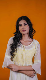 Load image into Gallery viewer, Women's Lakhnavi Handcrafted Faux-Georgette Chikankari Anarkali Dress - HONC038940