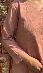 将图像加载到图库查看器中, Women's Lakhnavi Handcrafted Cotton Chikankari Kurta, Palazzo and Dupatta Set - HONC0136651