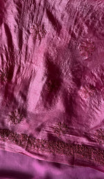 将图像加载到图库查看器中, Pink Tussar Silk Chikankari Kurta And Dupatta Set