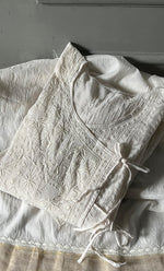 Load image into Gallery viewer, Women's Lakhnavi Handcrafted Mul Chanderi Semi - Stitched Angrakha And Dupatta Set- HONC0267145