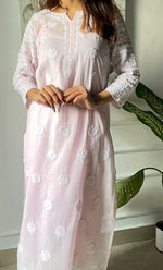 Load image into Gallery viewer, Women's Lucknowi Handcrafted Cotton Chikankari Long Kurti - HONC0325932
