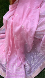 Load image into Gallery viewer, Women's Lakhnavi Handcrafted Mul Chanderi Chikankari Saree - HONC02273491