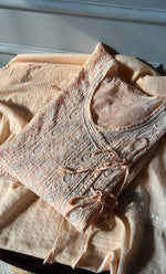 Load image into Gallery viewer, Women's Lakhnavi Handcrafted Chanderi Silk Semi - Stitched Kurta And Dupatta Set - HONC0298154