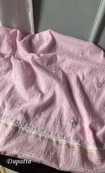 将图像加载到图库查看器中, Women's Lakhnavi Handcrafted Mul Chanderi Unstitched Kurta And Dupatta Set- HONC0305202