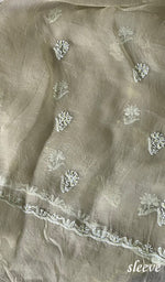 将图像加载到图库查看器中, Women's Lakhnavi Handcrafted Pure Organza Chikankari Unstitched Kurta And Dupatta Set- HONC0324983