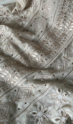 将图像加载到图库查看器中, Saima Women's Lakhnavi Handcrafted Pure Silk Georgette Chikankari  Kurti Fabric - HONC0229270