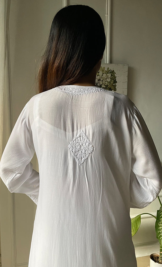 Women's Lucknowi Handcrafted Modal Cotton Chikankari Kurti - HONC0202171