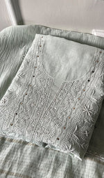 Load image into Gallery viewer, Women's Lucknowi Handcrafted Mul Chanderi Chikankari Kurta Dupatta Set- HONC0257324