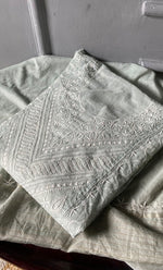 将图像加载到图库查看器中, Women's Lakhnavi Handcrafted Mul Chanderi Semi - Stitched Kurta And Dupatta Set - HONC0304457