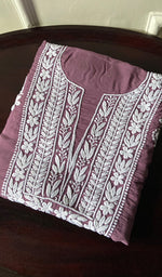 将图像加载到图库查看器中, Simran Women's Lakhnavi Handcrafted Modal Cotton Chikankari Unstitched Kurti Fabric - HONC0261067