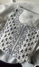 将图像加载到图库查看器中, Saziya Women's Lakhnavi Handcrafted Mul Chanderi Semi - Stitched Kurta And Dupatta Set - HONC0253601