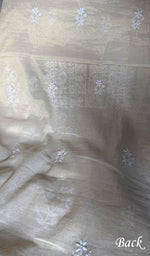 Load image into Gallery viewer, Women's Lakhnavi Handcrafted Tissue Chanderi Unstitched Chikankari Kurta And Dupatta Set - HONC0366814