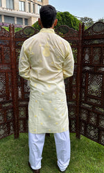 Load image into Gallery viewer, Men's Lucknowi Handcrafted Cotton Chikankari Kurta - HONC0315400