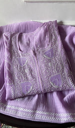 将图像加载到图库查看器中, Saziya Women's Lakhnavi Handcrafted Mul Chanderi Semi - Stitched Kurta And Dupatta Set - HONC0333512