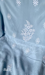 将图像加载到图库查看器中, Women's Lakhnavi Handcrafted Pure Silk Georgette Chikankari Kurta And Dupatta Set- HONC0300705