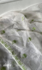 Load image into Gallery viewer, Women's Lakhnavi Handcrafted Pure Organza Chikankari Unstitched Kurta And Dupatta Set- HONC0304477