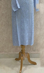 Load image into Gallery viewer, Women's Lakhnavi Handcrafted Viscose Georgette Chikankari Kurti- HONC0268917