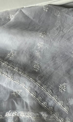 将图像加载到图库查看器中, Women's Lakhnavi Handcrafted Pure Organza Chikankari Unstitched Kurta And Dupatta Set- HONC0311253