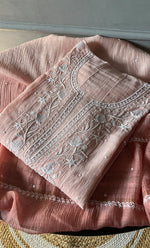 Load image into Gallery viewer, Women's Lakhnavi Handcrafted Mul Chanderi Semi - Stitched Anarkali And Dupatta Set - HONC0305927