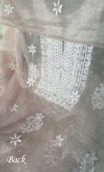 Load image into Gallery viewer, Women's Lakhnavi Handcrafted Organza Chikankari Unstitched Full Suit Material - HONC0284601