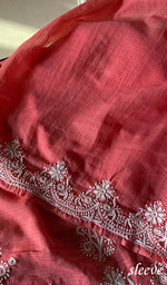 Load image into Gallery viewer, ‹› Women's Lucknowi Handcrafted Kota Cotton Chikankari Unstitched Kurta And Dupatta Set - HONC0340092
