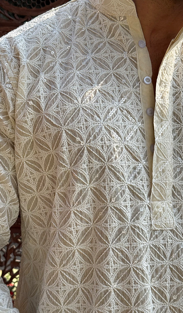 Men's Faux-Georgette Hakoba Kurta - HONC0266683