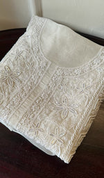 将图像加载到图库查看器中, Women's Lakhnavi Handcrafted Organza Chikankari Unstitched Kurti Fabric - HONC0288684