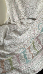 Load image into Gallery viewer, Women's Lucknowi Handcrafted Viscose Georgette Unstitched Chikankari Kurta And Dupatta Set - HONC0271322