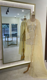 Load image into Gallery viewer, Women's Lakhnavi Handcrafted Mul Chanderi Semi - Stitched Kurta And Dupatta Set - HONC0198755