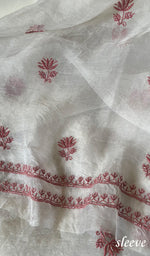 将图像加载到图库查看器中, Women's Lakhnavi Handcrafted Pure Organza Chikankari Unstitched Kurta And Dupatta Set- HONC0271903