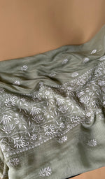Load image into Gallery viewer, Women's Lakhnavi Handcrafted Mul Chanderi Unstitched Chikankari Full Suit Material - HONC0363740