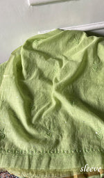 将图像加载到图库查看器中, Women's Lakhnavi Handcrafted Mul Chanderi Unstitched Chikankari Full Suit Material - HONC0328111