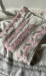 将图像加载到图库查看器中, Women's Lakhnavi Handcrafted Mul Chanderi Semi - stitched Kurta And Dupatta Set- HONC0314869