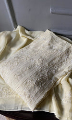 Load image into Gallery viewer, Women's Lucknowi Handcrafted Viscose Georgette Semi - Stitched Chikankari Anarkali and Dupatta Set- HONC0283218