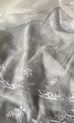 将图像加载到图库查看器中, Women's Lakhnavi Handcrafted Organza Chikankari Unstitched Kurta and Dupatta set- HONC0249873