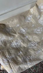 Load image into Gallery viewer, Women's Lakhnavi Handcrafted Tissue Chanderi Unstitched Chikankari Kurta And Dupatta Set - HONC0347706