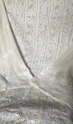 Load image into Gallery viewer, Women's Lucknowi Handcrafted Viscose Georgette Semi - Stitched Chikankari Anarkali and Dupatta Set- HONC0362883