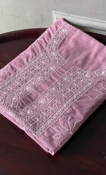 将图像加载到图库查看器中, Women's Lakhnavi Handcrafted Cotton Chikankari Unstitched Kurti Fabric - HONC0313490