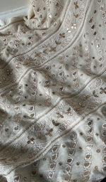 将图像加载到图库查看器中, Saima Women's Lakhnavi Handcrafted Pure Silk Georgette Chikankari  Kurti Fabric - HONC0229271