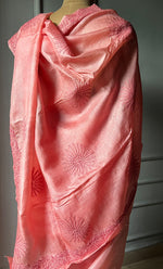 Load image into Gallery viewer, Women's Lakhnavi Handcrafted Tussar Silk Chikankari Saree - HONC0307372