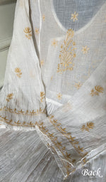 Load image into Gallery viewer, Women's Lakhnavi Handcrafted Mul Chanderi Semi - stitched Angrakha And Dupatta Set - HONC0300850