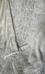 将图像加载到图库查看器中, Women's Lakhnavi Handcrafted Pure Silk Georgette Chikankari Unstitched Anarkali And Dupatta Set- HONC0321064