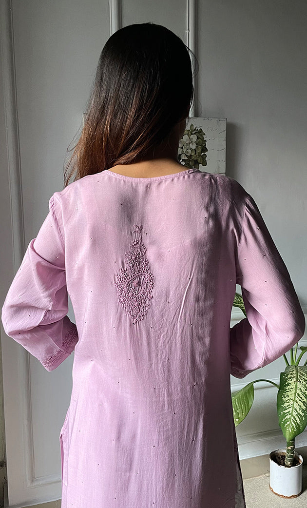 Women's Lucknowi Handcrafted Modal Cotton Chikankari Kurti - HONC0264911