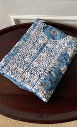 将图像加载到图库查看器中, Women's Lakhnavi Handcrafted Cotton Chikankari Unstitched Kurti Fabric - HONC0315329