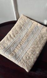 Load image into Gallery viewer, Lucknowi Handcrafted Munga Silk Chikankari Unstitched Unisex Kurta Fabric - HONC0320844